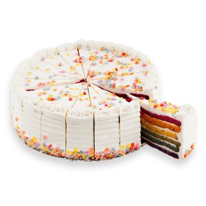 Tarta Rainbow Cake 2.300grs. 1ud. 18 porciones. Precortado.