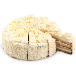 Tarta Chocolate Blanco 2.400grs. 1ud. 18 porciones. Precortada.