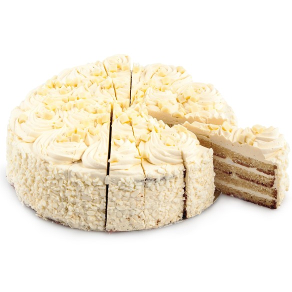Tarta Chocolate Blanco 2.400grs. 1ud. 18 porciones. Precortada.