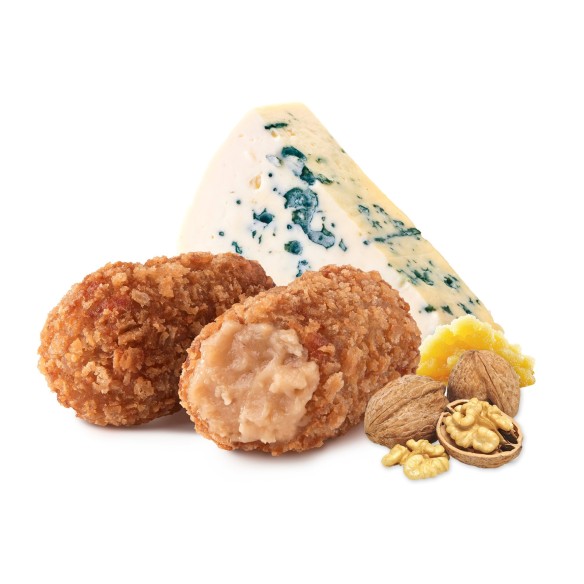 Croqueta Gorgonzola con Confitura de Pera y Nueces 35grs. 112uds. 4kgs.