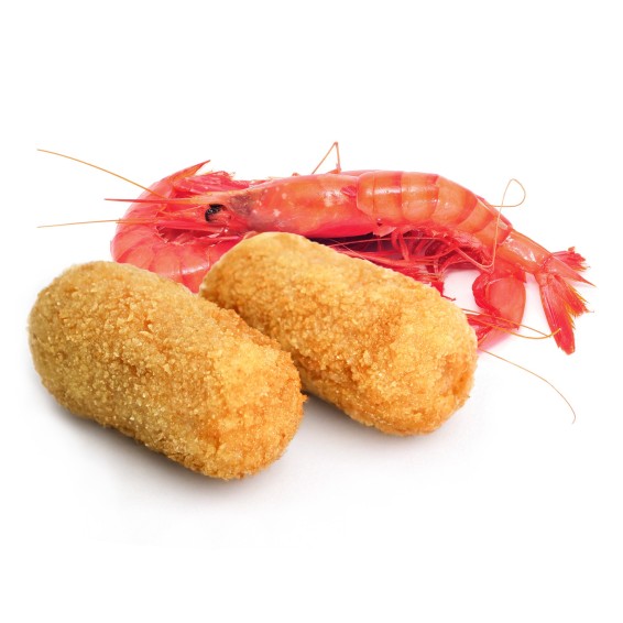 Croqueta de Gamba Roja 25grs. 2kgs. 80uds. Gluten Free.