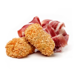 Croqueta Frita Jamón Ibérico 25grs. 160ud. 4kgs. (4 bolsas de 1 kg.)
