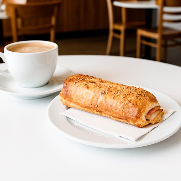 Napolitana de Jamón y Queso 135grs. 40uds. Fermentada.