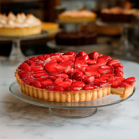 Tarta de Fresa 1.400grs. 1ud. 14 porciones. Precortada.