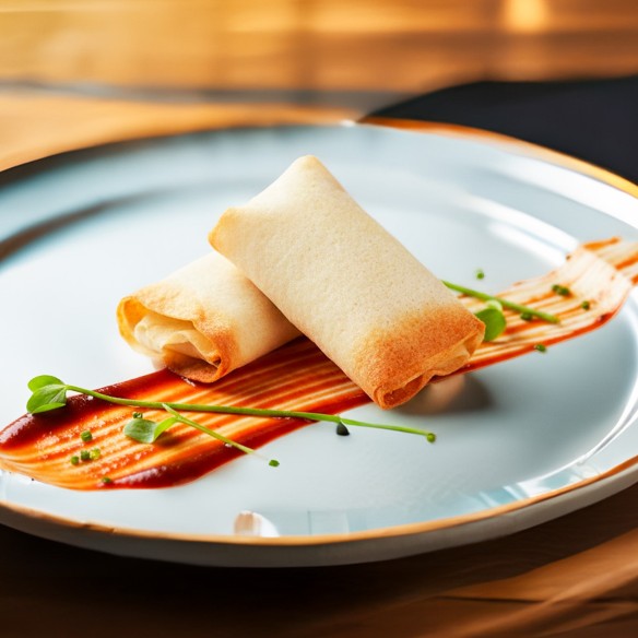 Rollito de Queso de Cabra con Confitura de Tomate 18grs. 6Bandx30uds. 180uds.