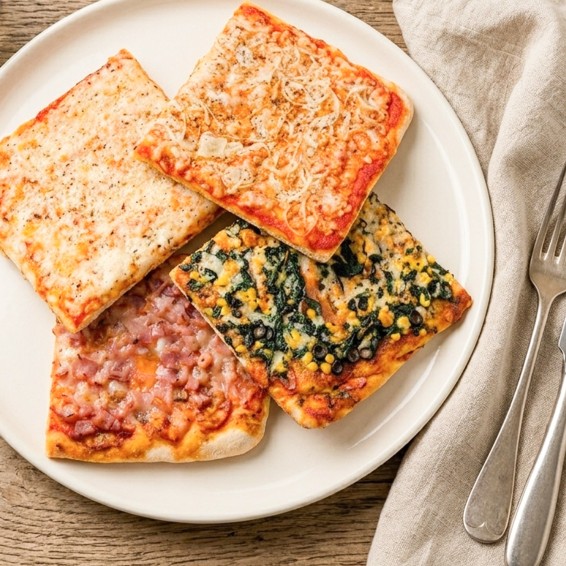 Pizza Plancha Surtidas. 30x40cm. 1100grs. 4ud.
