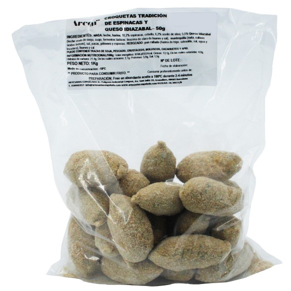 Croqueta Tradición Espinacas Queso Idiazábal 50grs. 60uds. 3kgs.