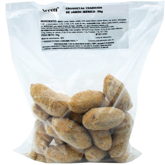 Croqueta Tradición Jamón Ibérico 50grs. 60uds. 3kgs.