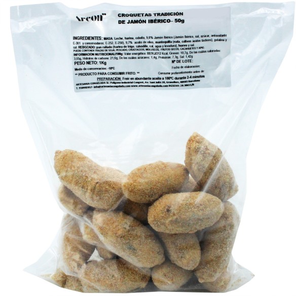 Croqueta Tradición Jamón Ibérico 50grs. 60uds. 3kgs.