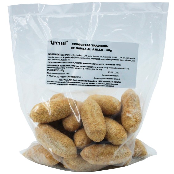 Croqueta Tradición Gamba al Ajillo 50grs. 60uds. 3kgs.