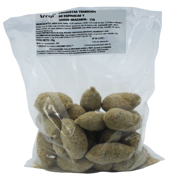 Croqueta Tradición Espinacas con Queso Idiazábal 35grs. 85uds. 3kgs.