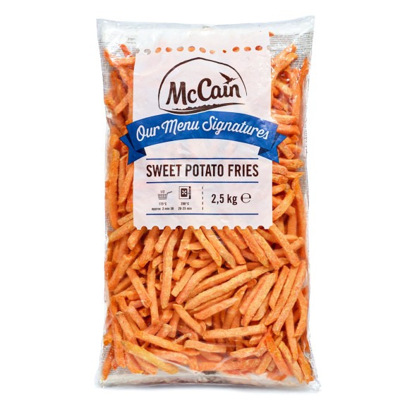 McCain Sweet Potatoes - Tiras Fritas de Boniato 11mm. 10kgs. 4 Bolsas de 2,5kgs.