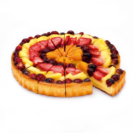 Tarta con Fruta Mixta 1.400grs. 1ud. 14 porciones. Precortada.